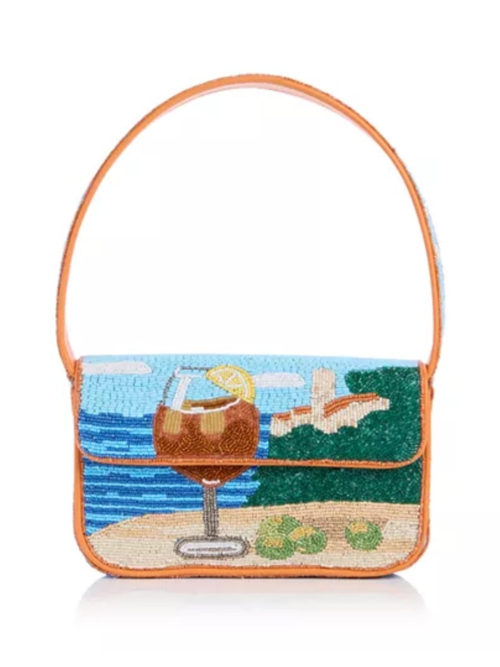STAUD Tommy Beaded Aperol Spritz Purse - Blue, Green & Orange